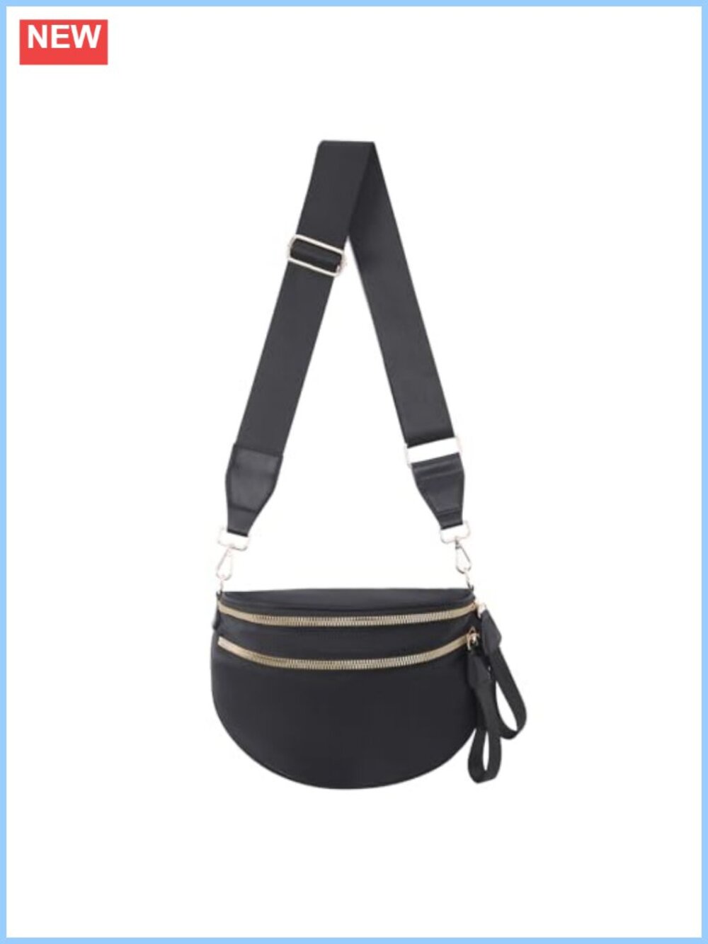 Nylon Crossbody Bum Bag Large Sling Purse Water Resistant Fanny Pack